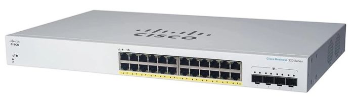Комутатор Cisco CBS220 24хGE, PoE, 4x1G SFP, Smart