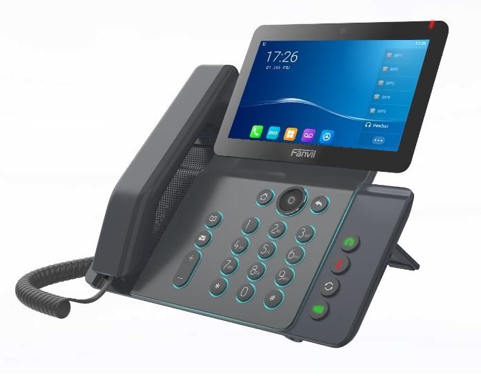 IP-Phone  2xGE LAN, 1xUSB-A, BT 4.2, Wi-Fi, 20 SIP line, SW Linux, PoE, 7" color screen, 116 DSS key, camera 1080p30, Android 9.0 Fanvil V67