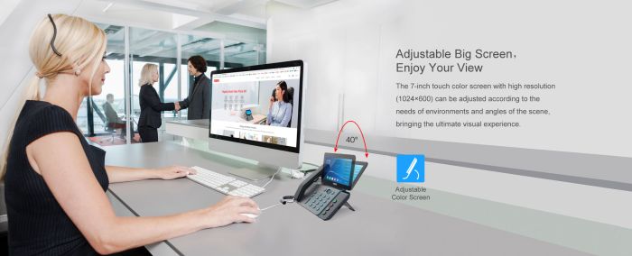 IP-Phone  2xGE LAN, 1xUSB-A, BT 4.2, Wi-Fi, 20 SIP line, SW Linux, PoE, 7" color screen, 116 DSS key, camera 1080p30, Android 9.0 Fanvil V67