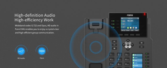 Телефон IP   2xGE LAN, 1xUSB-A, SIP, VPN, PoE, 2.8" цветной экран Fanvil X4U