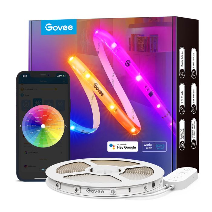 Govee RGBIC Wi-Fi + Bluetooth LED Strip Lights With Protective Coating (5M)