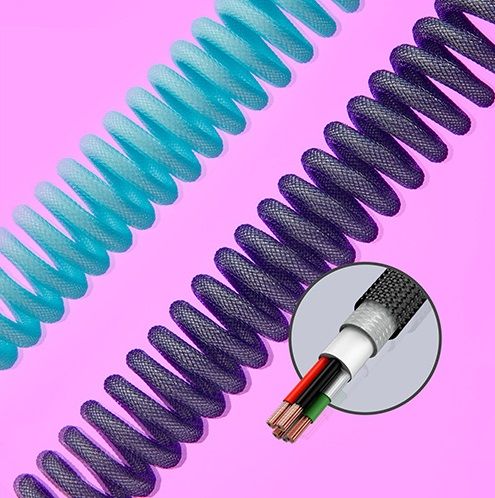 Кабель зарядки/синхронизации HyperX USB-A > USB-C, спиральный, 1.37м, сіро-чорний