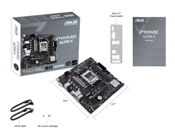 Материнcкая плата ASUS PRIME A620M-K sAM5 A620 2xDDR5 HDMI D-Sub mATX