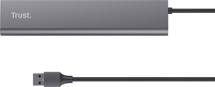 Хаб Trust Halyx 7-IN-1 USB-A > 7xUSB-А 3.2, Алюминий, 0.8м, Черный