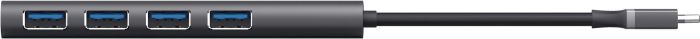 Хаб Trust Halyx USB-С > 4xUSB-А 3.2, Алюміній, 0.1м, Сірий