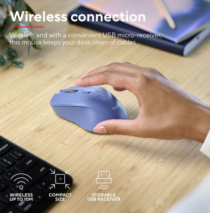 Мышь Trust MYDO SILENT, WL, Синій