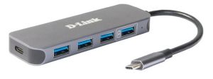 USB-Концентратор 3xUSB3.0, 1xUSB3.0 (Швидка зарядка), 1xUSB-C/PD, USB-C D-Link DUB-2340