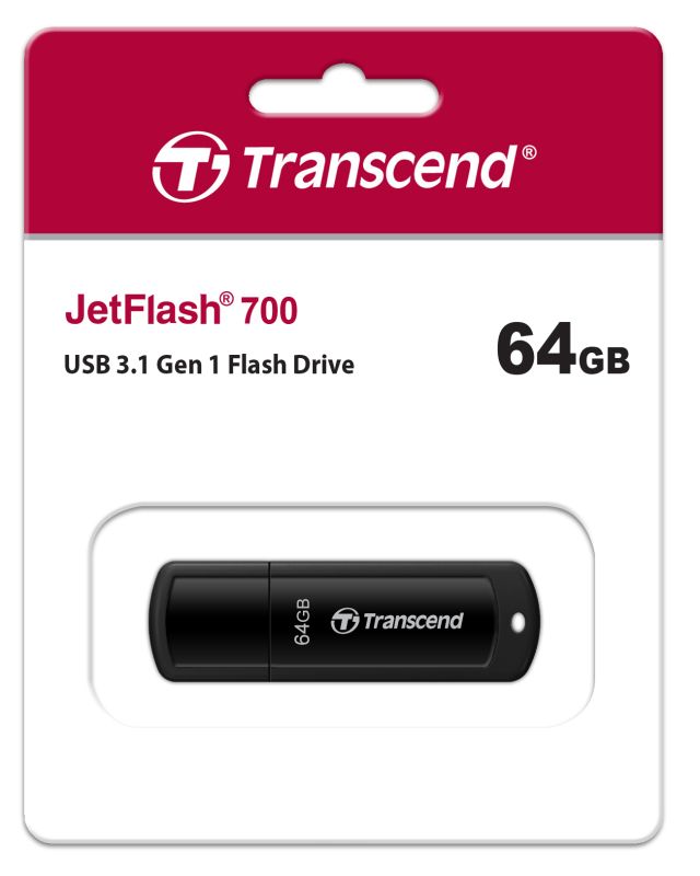 Накопичувач Transcend  64GB USB 3.1 Type-A JetFlash 700 Чорний