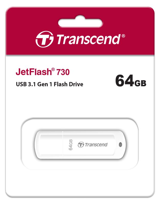 Накопичувач Transcend  64GB USB 3.1 Type-A JetFlash 730 Білий