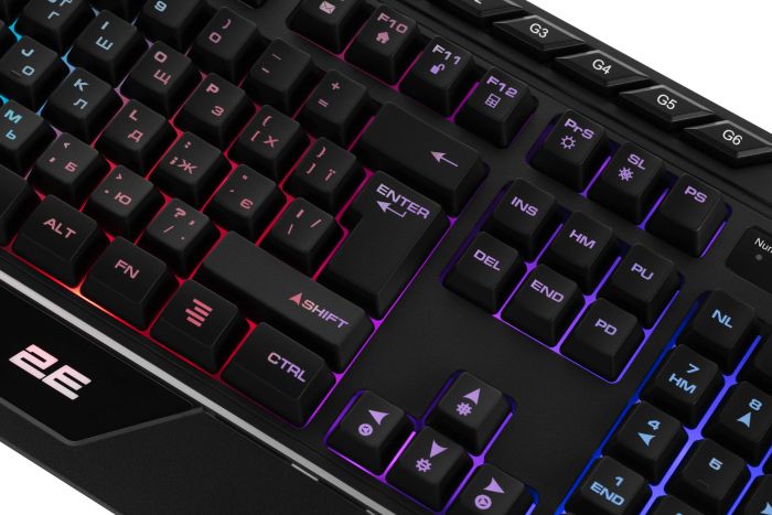 2E GAMING Membrane keyboard KG315 110key, USB-A, EN/UA, RGB, black