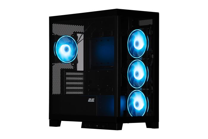 Корпус 2E GAMING Fantom GK701B без БЖ 2xUSB3.0, 1xUSBType-C, 4x120мм ARGB, VGA 400мм, LCS ready, контролер з пультом, TG Side/Front Panel, mATX, чорний
