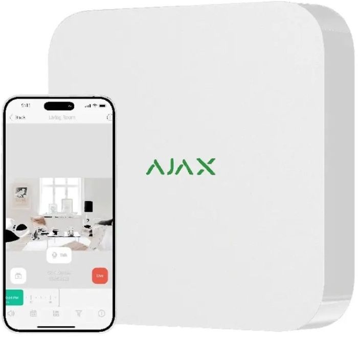 Ajax NVR network video recorder, 8 channels, white