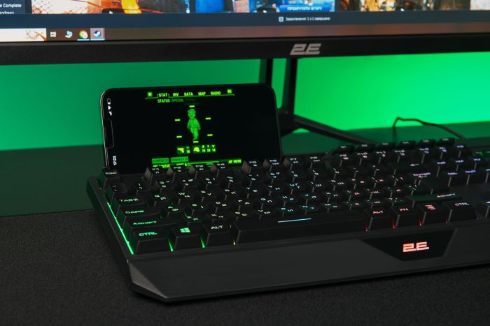 2E GAMING Membrane keyboard KG315 110key, USB-A, EN/UA, RGB, black