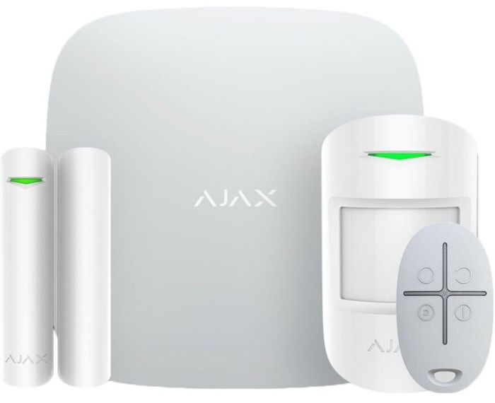 Ajax StarterKit 2 security alarm system, hub2, motionprotect, doorprotect, spacecontrol, jeweller, wireless, white