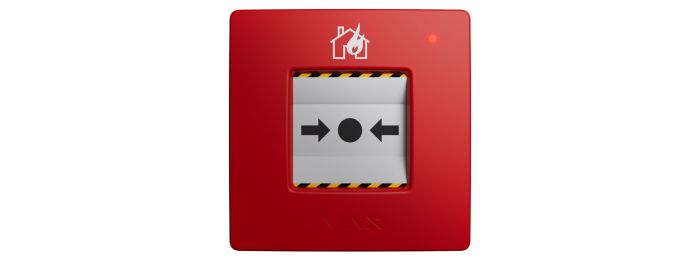 Wireless wall button for manual fire alarm activation for residential Ajax Manual Call Point, jeweller, wireless, red