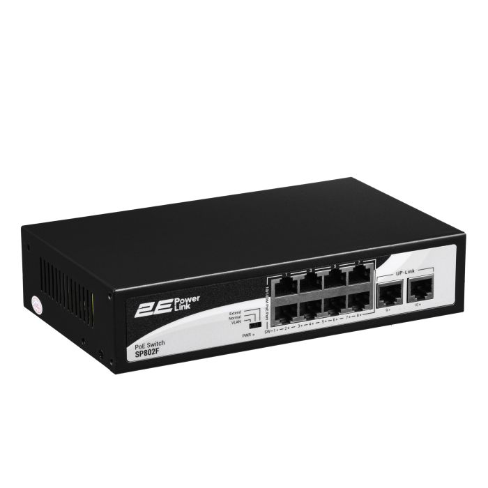 2E PowerLink Switch SP802F 10xFE (8xPoE, 2xUplink), 96W, Unmanaged