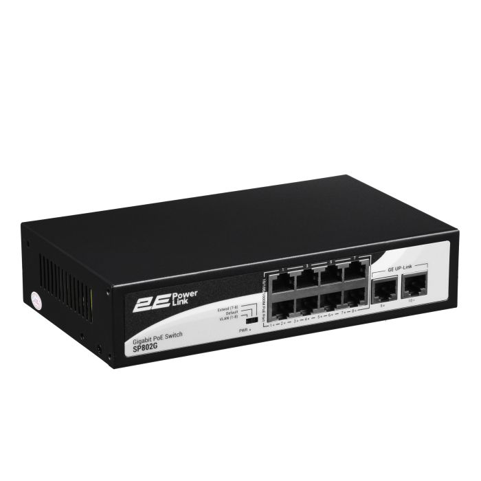 Коммутатор 2E PowerLink SP802G 10xGE (8xPoE, 2xUplink), 120Вт, Неуправляемый