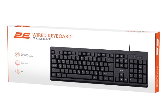 2E Keyboard membrane KS108 104key, USB-A, EN/UK, black
