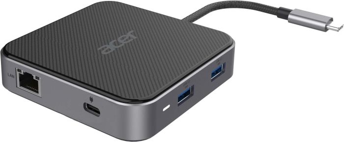 Хаб Acer USB-С > HDMI/DP/2xUSB-A3.2/USB-C/RJ45/mini-jack, 0.15м, чорний