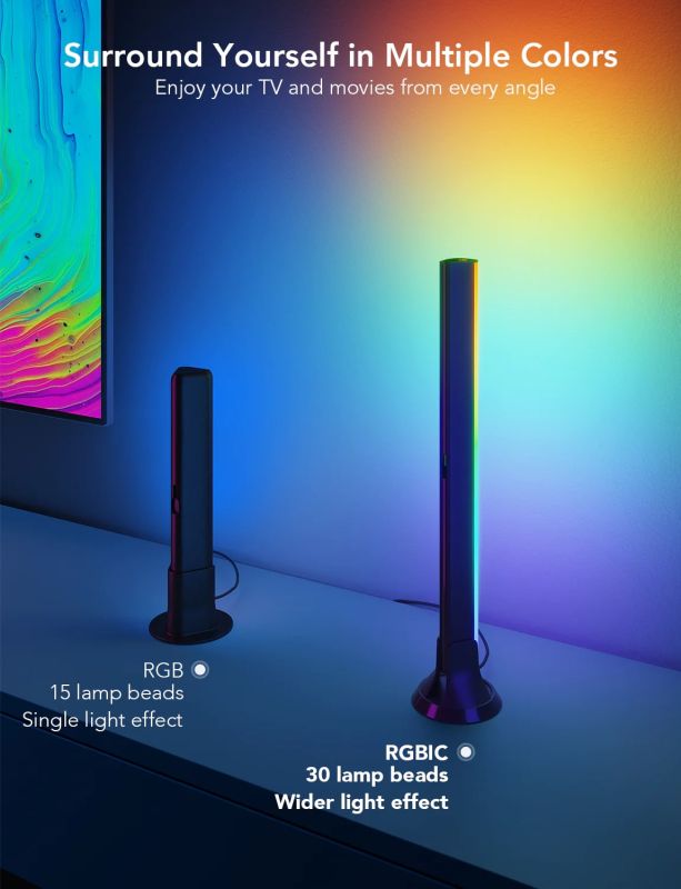 Набор подсветки Govee H6046 RGBIC WiFi + Bluetooth Flow Plus Light Bars, RGB, черный