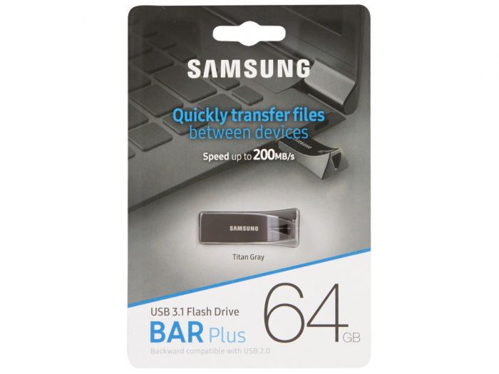 Накопитель Samsung 64GB USB 3.1 Type-A Bar Plus  Серый