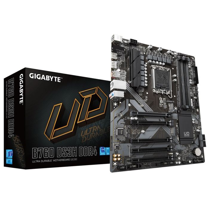 Материнська плата GIGABYTE B760 DS3H AX DDR4 s1700 B760 4xDDR4 M.2 HDMI DP Wi-Fi BT ATX