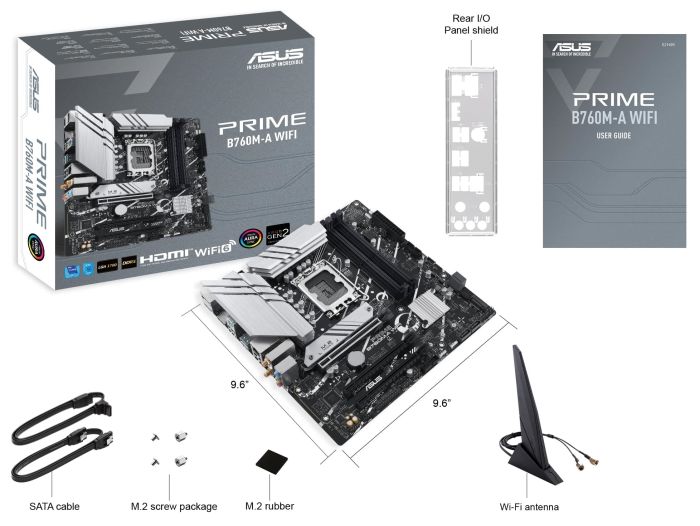 Материнcкая плата ASUS PRIME B760M-A WIFI s1700 B760 4xDDR5 M.2 HDMI DP Wi-Fi BT mATX