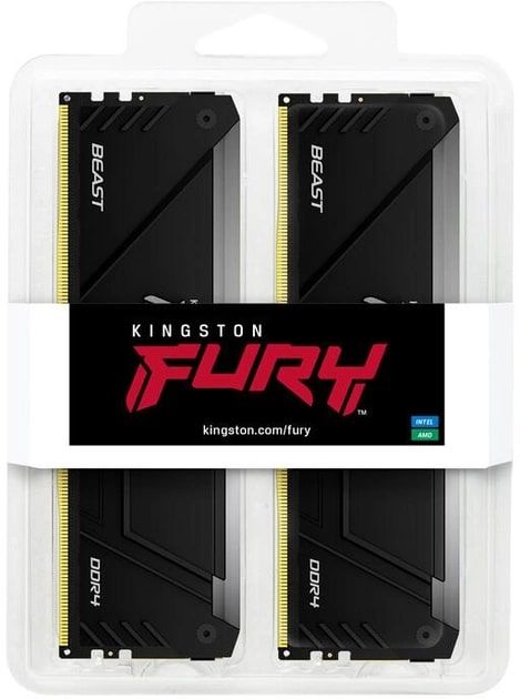 Память ПК Kingston DDR4 32GB KIT (16GBx2) 3600 FURY Beast RGB