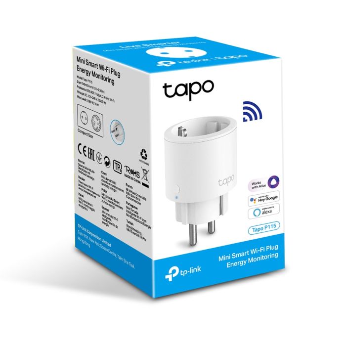 Смарт-розетка TP-LINK Tapo P115 N300 16A с фунцией мониторинга использованой энегии