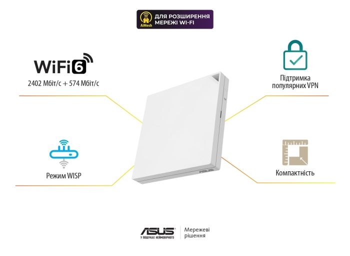 ASUS Router RT-AX57 GO AX3000, 4xGE LAN, 1xGE WAN, MESH EU-UK