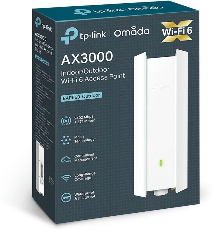 TP-LINK Access Point EAP650 OUTDOOR AX3000,  1xGE LAN, PoE,  Passive PoE