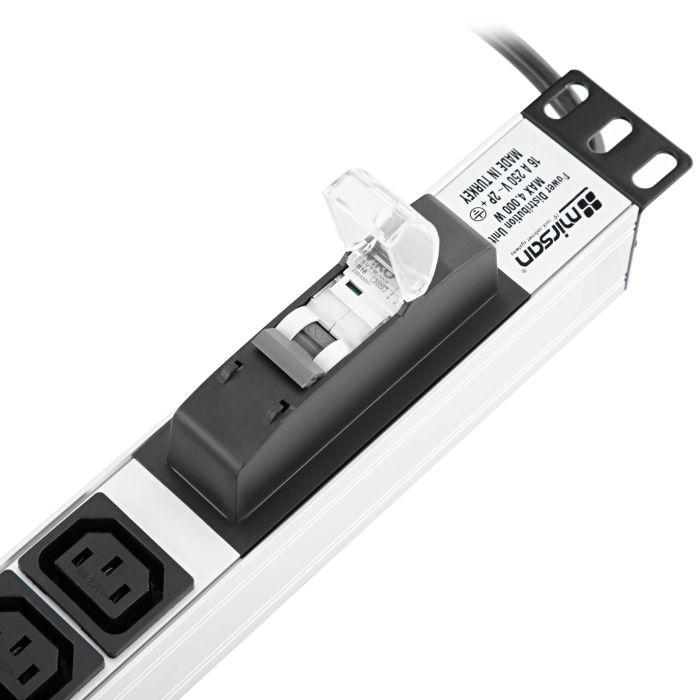 Устройство распределения электропитания MIRSAN 1U, блок 9хC13, с выключателем, вилка Schuko, алюминиевый корпус, кабель 1.8 м