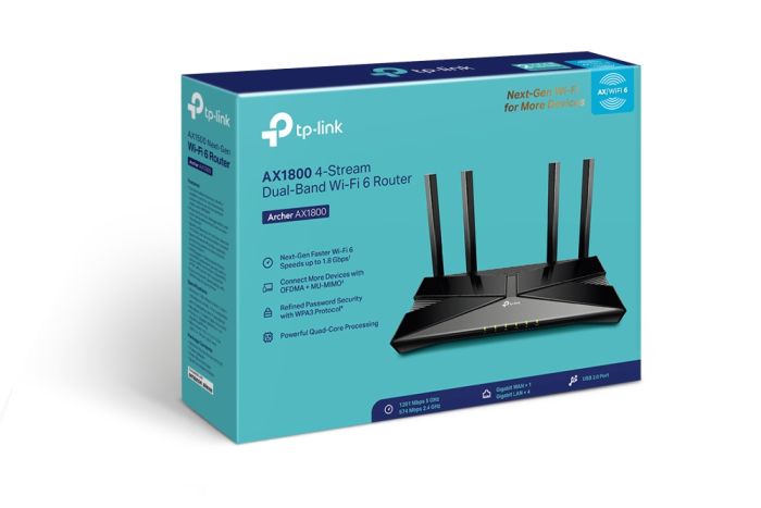 Маршрутизатор TP-LINK ARCHER AX1800 AX1800, 4xGE LAN, 1xGE WAN, MESH
