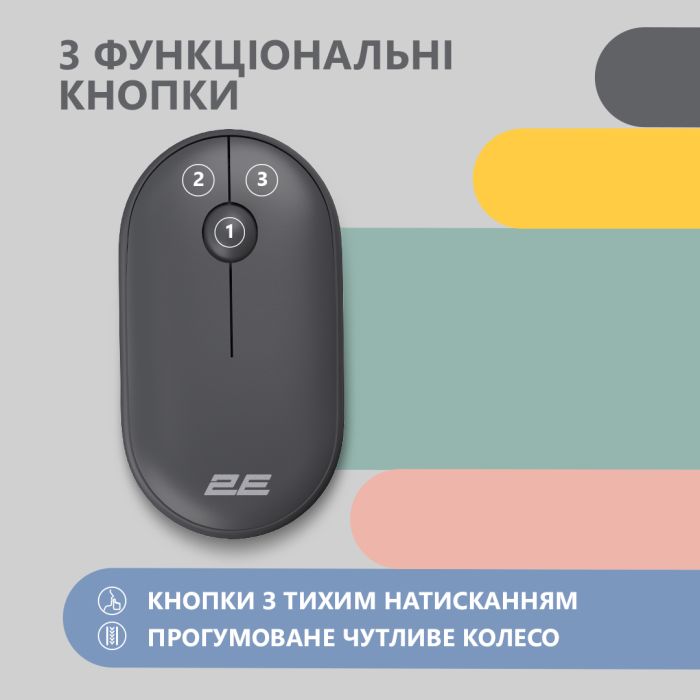 Mouse 2E MF300 Silent, WL/BT, graphite-black