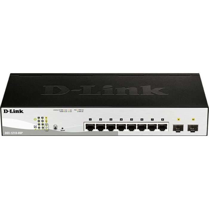 Комутатор   8x1GE PoE, 2xSFP D-Link DGS-1210-08P