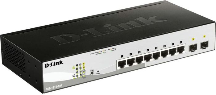 Комутатор   8x1GE PoE, 2xSFP D-Link DGS-1210-08P