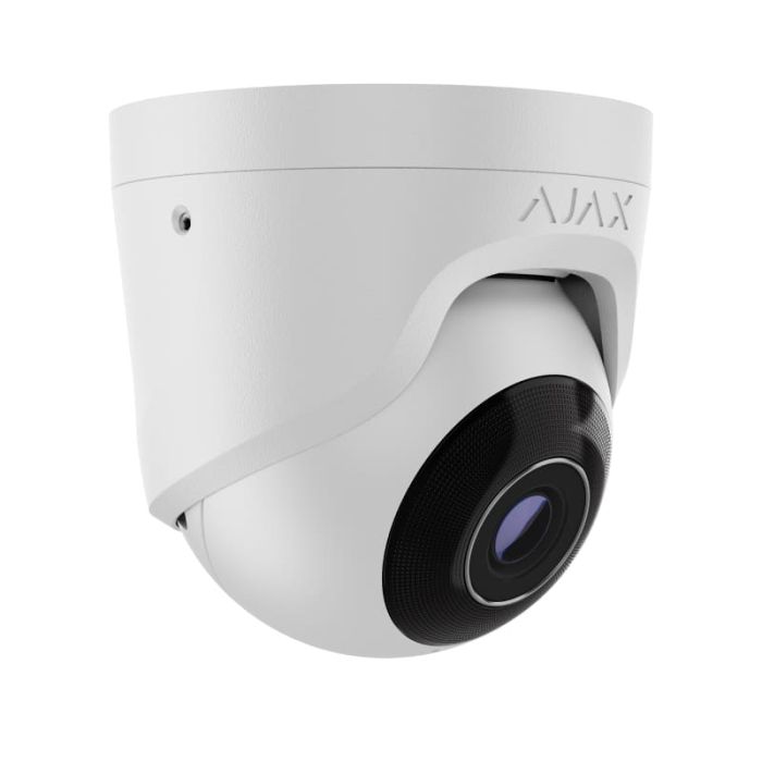 IP-Камера проводная Ajax TurretCam, 8мп, 4мм, Poe, True WDR, IP 65, ИК 35м, аудио, угол обзора 75°до 85°, купольная, белая