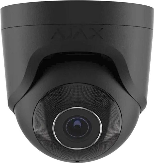 Ajax TurretCam wired IP camera, 8mp, 4mm, Poe, True WDR, IP 65, IR 35m, audio, viewing angle 75° to 85°, dome, black