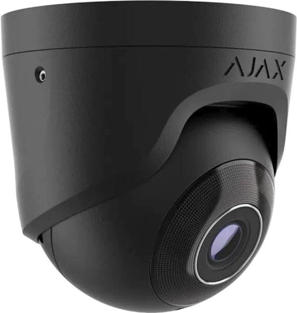 Ajax TurretCam wired IP camera, 8mp, 4mm, Poe, True WDR, IP 65, IR 35m, audio, viewing angle 75° to 85°, dome, black