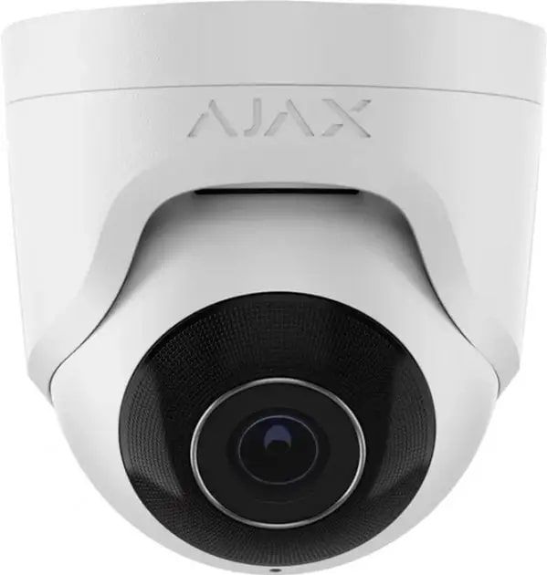 IP-Камера проводная Ajax TurretCam, 8мп, 2.8мм, Poe, True WDR, IP 65, ИК 35м, аудио, угол обзора 100° до 110°, купольная, белая