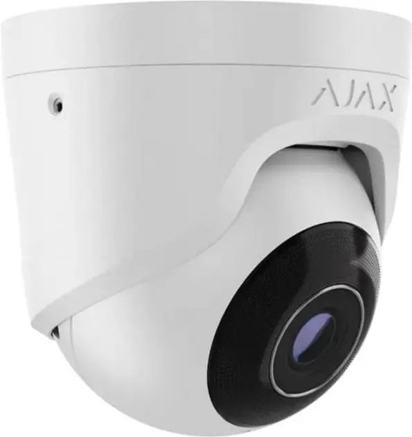 IP-Камера проводная Ajax TurretCam, 8мп, 2.8мм, Poe, True WDR, IP 65, ИК 35м, аудио, угол обзора 100° до 110°, купольная, белая
