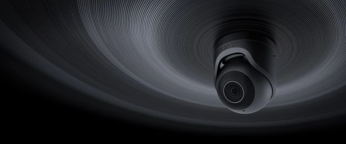 Ajax TurretCam wired IP camera, 5mp, 4mm, Poe, True WDR, IP 65, IR 35m, audio, viewing angle 75° to 85°, dome, black