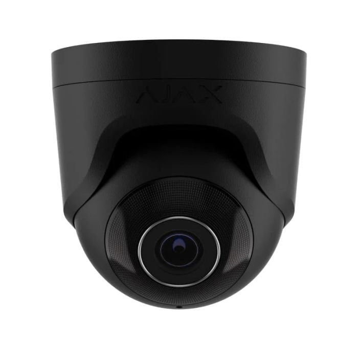 Ajax TurretCam wired IP camera, 5mp, 4mm, Poe, True WDR, IP 65, IR 35m, audio, viewing angle 75° to 85°, dome, black