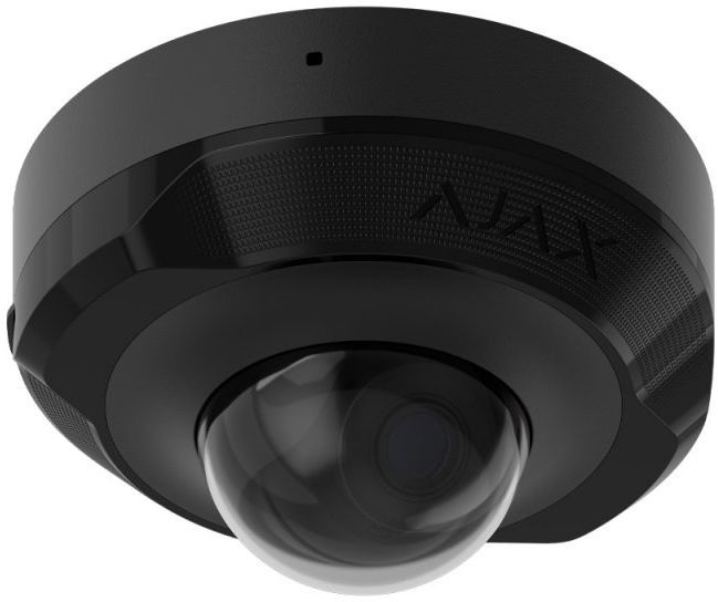 Ajax DomeCam Mini wired IP camera, 5mp, 2.8mm, Poe, True WDR, IP 65, IR 30m, audio, viewing angle 100° to 110°, mini dome, black