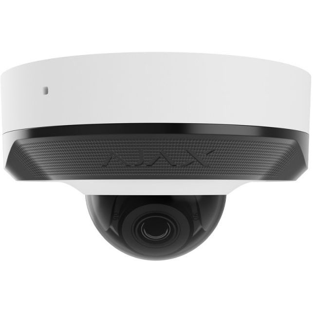 Ajax DomeCam Mini wired IP camera, 8mp, 4mm, Poe, True WDR, IP 65, IR 30m, audio, 75° to 85° viewing angle, mini dome, white