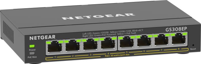 NETGEAR Switch GS308EP 8xGE PoE, 62W, WebSmart