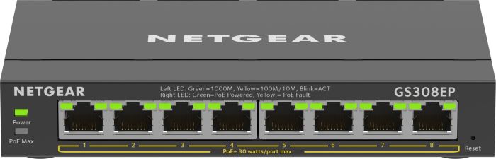NETGEAR Switch GS308EP 8xGE PoE, 62W, WebSmart