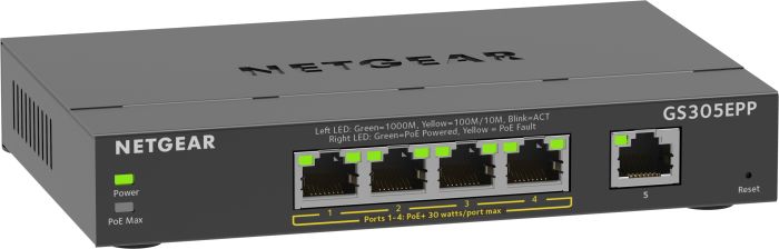 Комутатор NETGEAR GS305EPP 5xGE (4xPoE), 120Вт, WebSmart