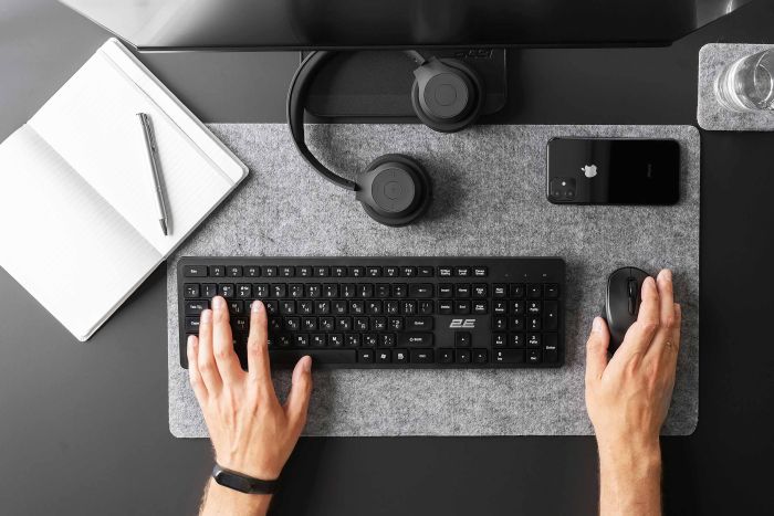 Комплект клавиатура и мышь 2E MK420 WL, EN/UK/RU, чёрный