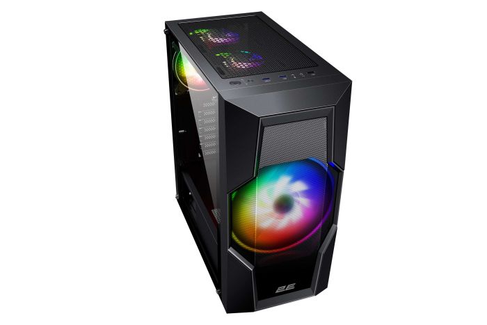 2E GAMING PC case Turbo G2057B without PSU, 2xUSB3.0, 1xUSB2.0, 1x200mm ARGB, 3x120mm ARGB, VGA 345mm, LCS ready, HUB, TG Side Panel, ATX, black
